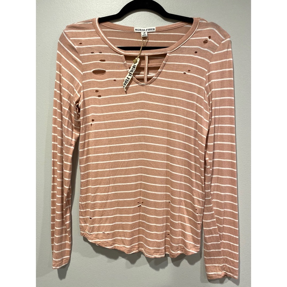 Moral Fiber Medium Long Sleeve Distressed Pullover